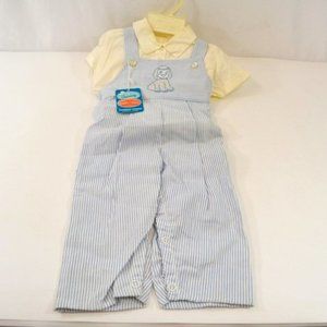 Vintage  Boys Overalls Shirt Outfit 18 Month Charming Fashions Montreal